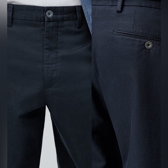 = Massimo Dutti RELAXED FIT CANVAS CHINO TROUSERS Size 36 - Picture 4 of 8